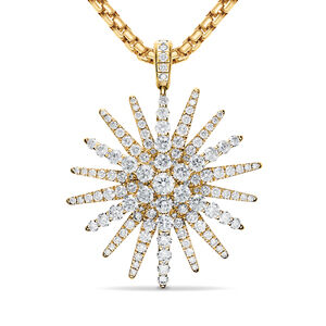 Starburst Pendant in 18K Yellow Gold with Full Pavé Diamonds, 33.7mm