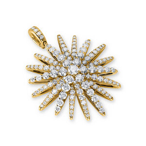 Starburst Pendant in 18K Yellow Gold with Full Pavé Diamonds, 33.7mm